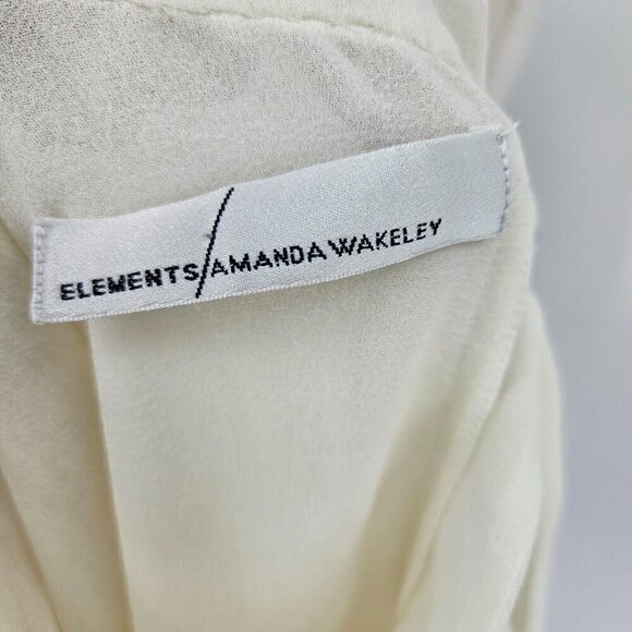 Amanda Wakely High Neck Beaded Blouse Top Beige Women’s Size 16 Evening Business - Picture 6 of 12